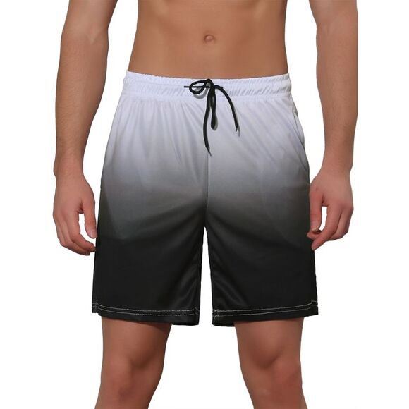 Men's Contrast Color Summer Beach Colorful Swimwear Shorts Black Gray - Picture 1 of 6